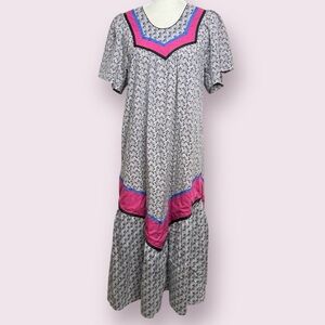 Vintage 80s Carol Bennett Hawaii Liberty House MuuMuu Long House Dress No Size